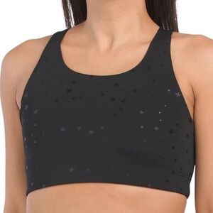 TEREZ UPLIFT SPORTS BRA IN BLACK TONAL STAR FOIL Small